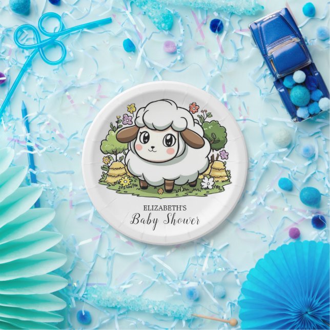 Plato De Papel Mystic Charming Sheep Baby Shower (Fiesta)