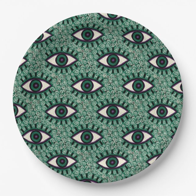 Plato De Papel "Mystic Emerald Eyes" - Psychedelic Swirl Seamless (Anverso)