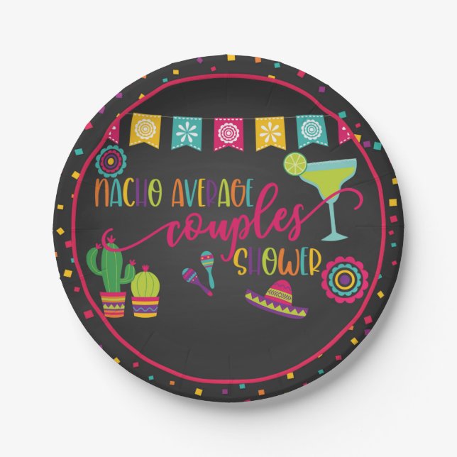Plato De Papel Nacho Promedio Parejas Ducha Fiesta Placa - WH (Anverso)