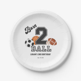 Plato De Papel Nacido 2 Ball Sport Theme Boy Segunda fiesta de cu