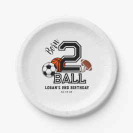 Plato De Papel Nacido 2 Ball Sports Theme Boy, segundo Fiesta de