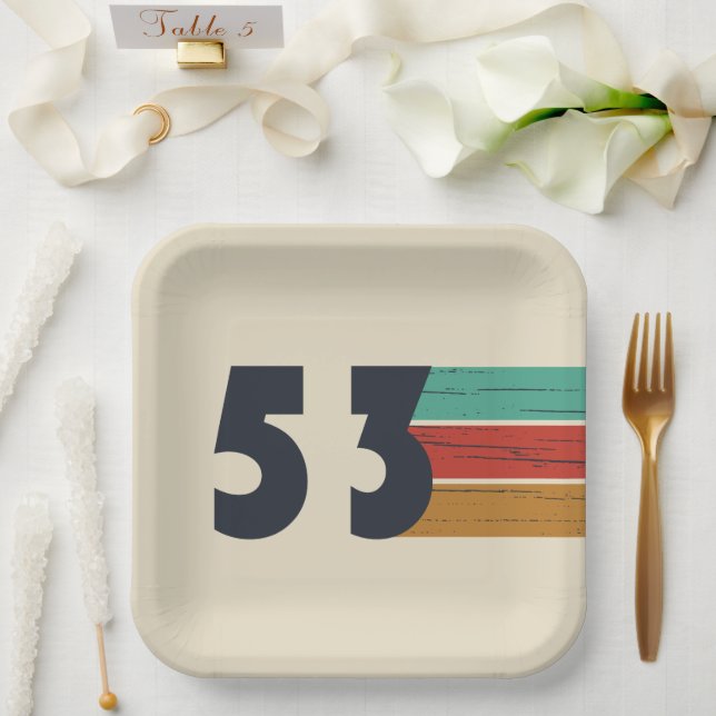 Plato De Papel nacido en 1953, cumpleaños vintage (Boda)
