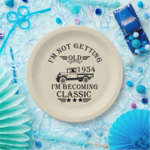 Plato De Papel Nacido en 1954 elegante fiesta de cumpleaños vinta
