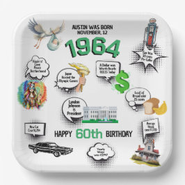 Plato De Papel Nacido en 1964 Fact Birthday