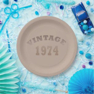 Plato De Papel Nacido en 1974, fiesta de 50 años de antigüedad