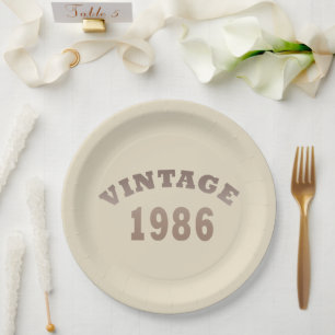 Plato De Papel Nacido en 1986 como regalo de cumpleaños vintage
