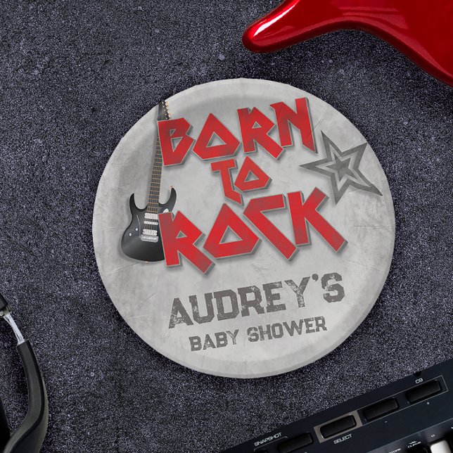 Plato De Papel Nacido en Rock - Baby Shower (Subido por el creador)