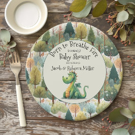 Plato De Papel Nacido para respirar el Baby Shower del incendio