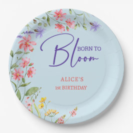 Plato De Papel Nacidos para florecer flores silvestres cumpleaños