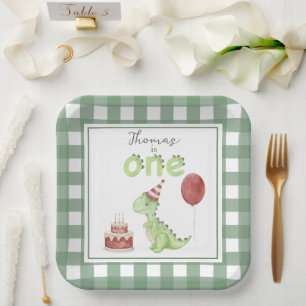 Plato De Papel Nacimiento acuático Dinosaurio 1.ᵉʳ cumpleaños