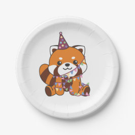 Plato De Papel Nacimiento Animal Cute Red Panda Niños Fiesta de C