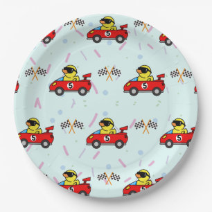 Plato De Papel Nacimiento Carro de carreras de pato rojo carros d