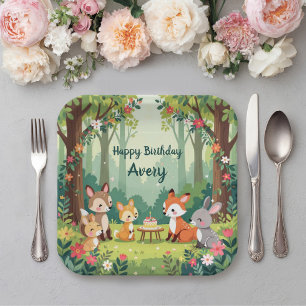 Plato De Papel Nacimiento de animales de Cute Woodland