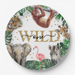 Plato De Papel Nacimiento de animales de Safari de la Selva Tropi