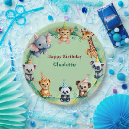 Plato De Papel Nacimiento de animales salvajes de una selva