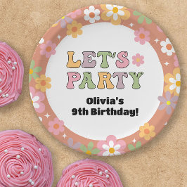 Plato De Papel Nacimiento de Groovy Daisies, Chica de fotografía 