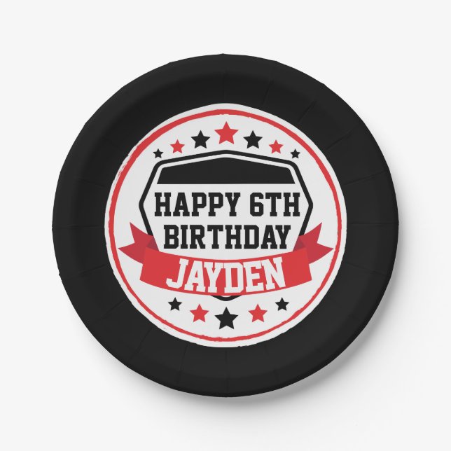 Plato De Papel Nacimiento de guerrero Ninja Fiesta negro y rojo (Anverso)