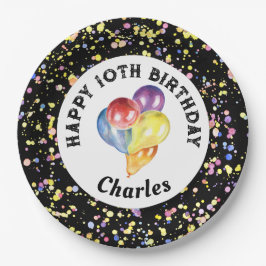 Plato De Papel Nacimiento de la acuarela del Personalizable negro