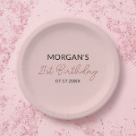 Plato De Papel Nacimiento de la fiesta Rubor Nombre de la cita ro<br><div class="desc">Haga que su celebración de cumpleaños sea especial con nuestras placas de papel de papel de color rosado para la fiesta de cumpleaños Rubor. Con un suave fondo rosa rubor y un nombre de personalizable con una fuente adorable, estos platos le dan un toque personal a cualquier fiesta. Diseñados a...</div>