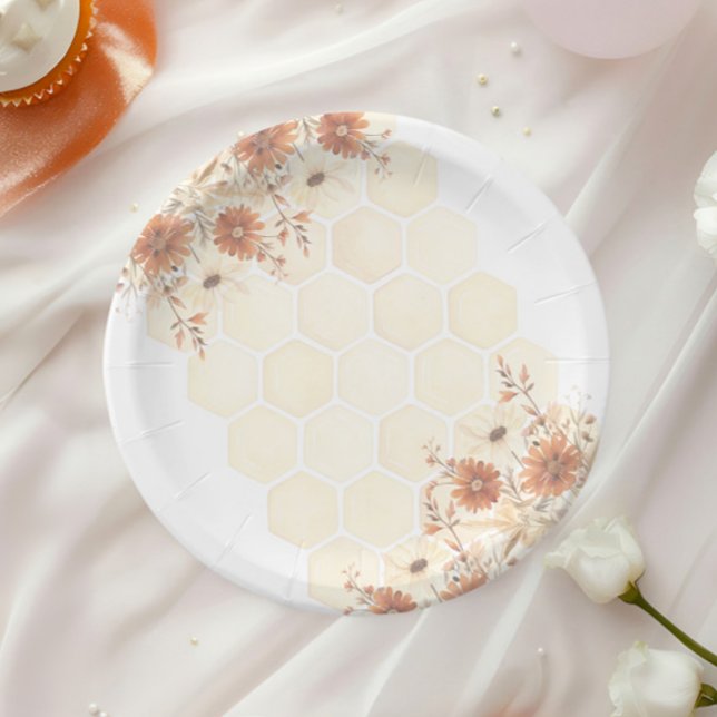 Plato De Papel Nacimiento de la flor silvestre Honey Bee Boho (Subido por el creador)