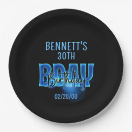 Plato De Papel Nacimiento de la Neón Azul