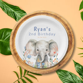 Plato De Papel Nacimiento de las flores del elefante de la Selva 