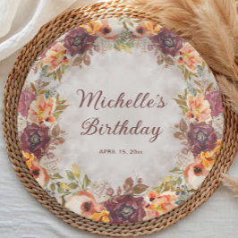 Plato De Papel Nacimiento de las mujeres con flores en la Naranja