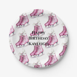 Plato De Papel Nacimiento de las patines de hielo rosadas de boni