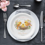 Plato De Papel Nacimiento de naves pronto la ducha de bebé primav<br><div class="desc">Pequeños pájaros incubadores pronto primavera placas de plancha de ducha de bebé personalizadas vajilla de ducha de bebé,  un par de adorables pájaros canarios amarillos con una chica incubadora en un nido con flores de primavera ducha de bebé fiesta placas de papel</div>