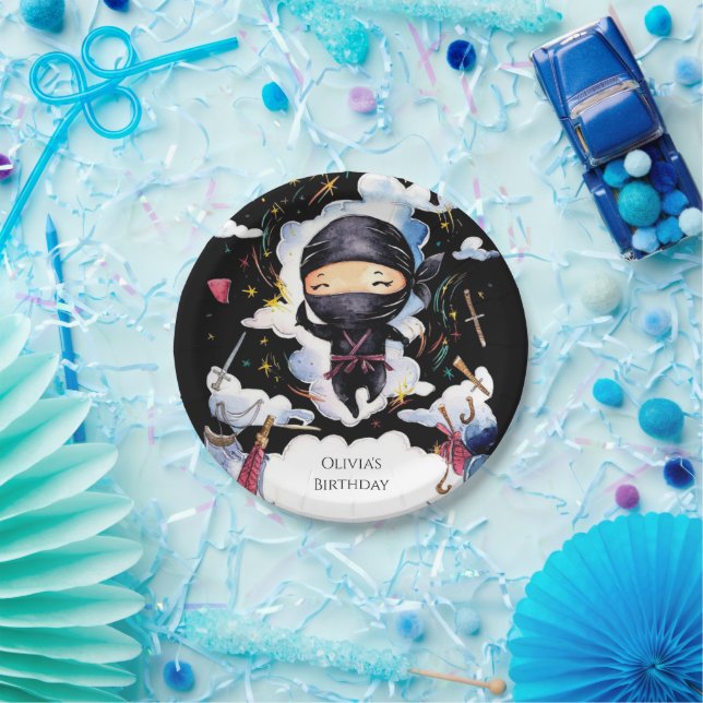 Plato De Papel Nacimiento de Ninja, Personalizado mágico (Fiesta)