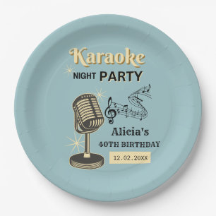 Plato De Papel Nacimiento de Retro Karaoke Fiesta nocturno Verde