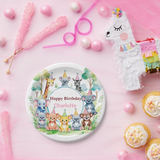 Plato De Papel Nacimiento de un animal salvaje de la jungla (Fiesta)