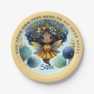 Plato De Papel Nacimiento de un hada africana Princesa Verde azul