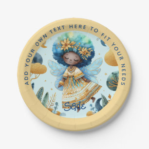 Plato De Papel Nacimiento de un hada africana Princesa Verde azul