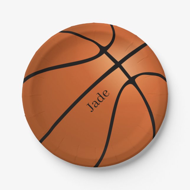 Plato De Papel Nacimiento del baloncesto con nombre personalizado (Anverso)