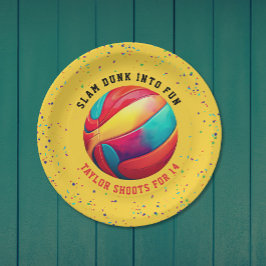 Plato De Papel Nacimiento del Básquetbol All Star Yellow Sport de
