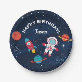 Plato De Papel Nacimiento del buque de cohete astronauta en el es