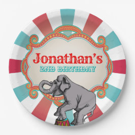 Plato De Papel Nacimiento del circo azul Verde azulado rojo