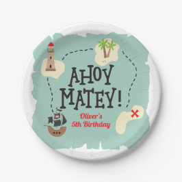 Plato De Papel Nacimiento del mapa del tesoro pirata