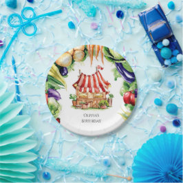 Plato De Papel Nacimiento del mercado de pequeños agricultores