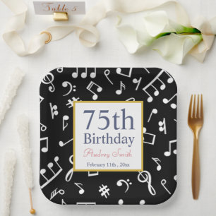 Plato De Papel Nacimiento del músico Black and White Music Note