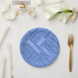 Plato De Papel Nacimiento tipografía azul añadir nombre