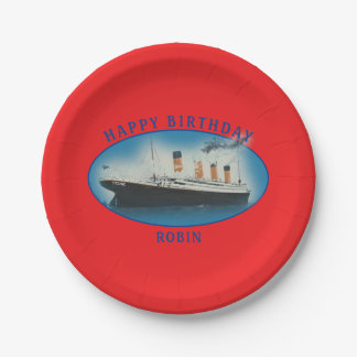 Plato De Papel Nacimiento Titanic Red RMS Barco Estrella Blanca