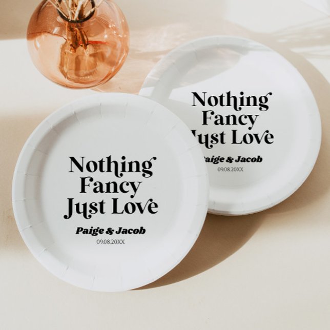 Plato De Papel Nada Fancy Ama Al Boda Retro Casual (Subido por el creador)