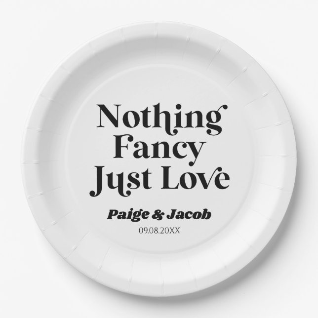 Plato De Papel Nada Fancy Ama Al Boda Retro Casual (Anverso)