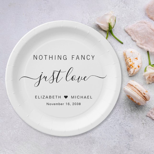 Plato De Papel Nada Fancy Just Love Boda (Subido por el creador)