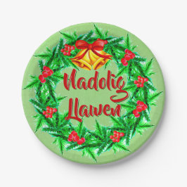 Plato De Papel Nadolig Llawen Welsh Feliz Navidad 7″