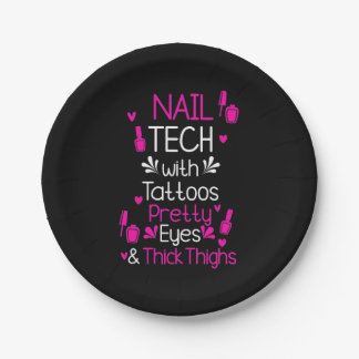 Plato De Papel Nail Tech Con Tatuajes