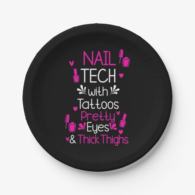 Plato De Papel Nail Tech Con Tatuajes (Anverso)