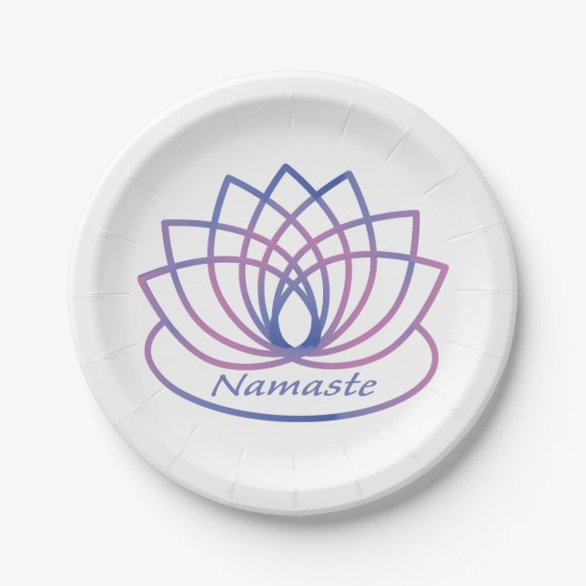 Plato De Papel Namaste Purple and Pink Lotus Flower (Anverso)